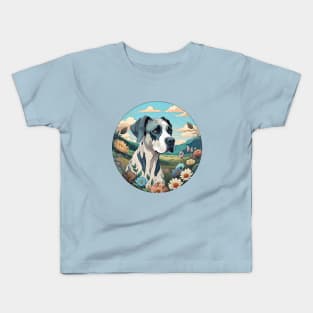 Harlequin Great Dane Landscape Kids T-Shirt